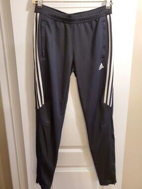Adidas Black Track Pants with White Stripes